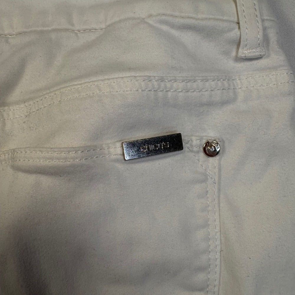 Chicos Large White Denim Straight Leg Jeans Womens Five Pocket Pants - Picture 8 of 12